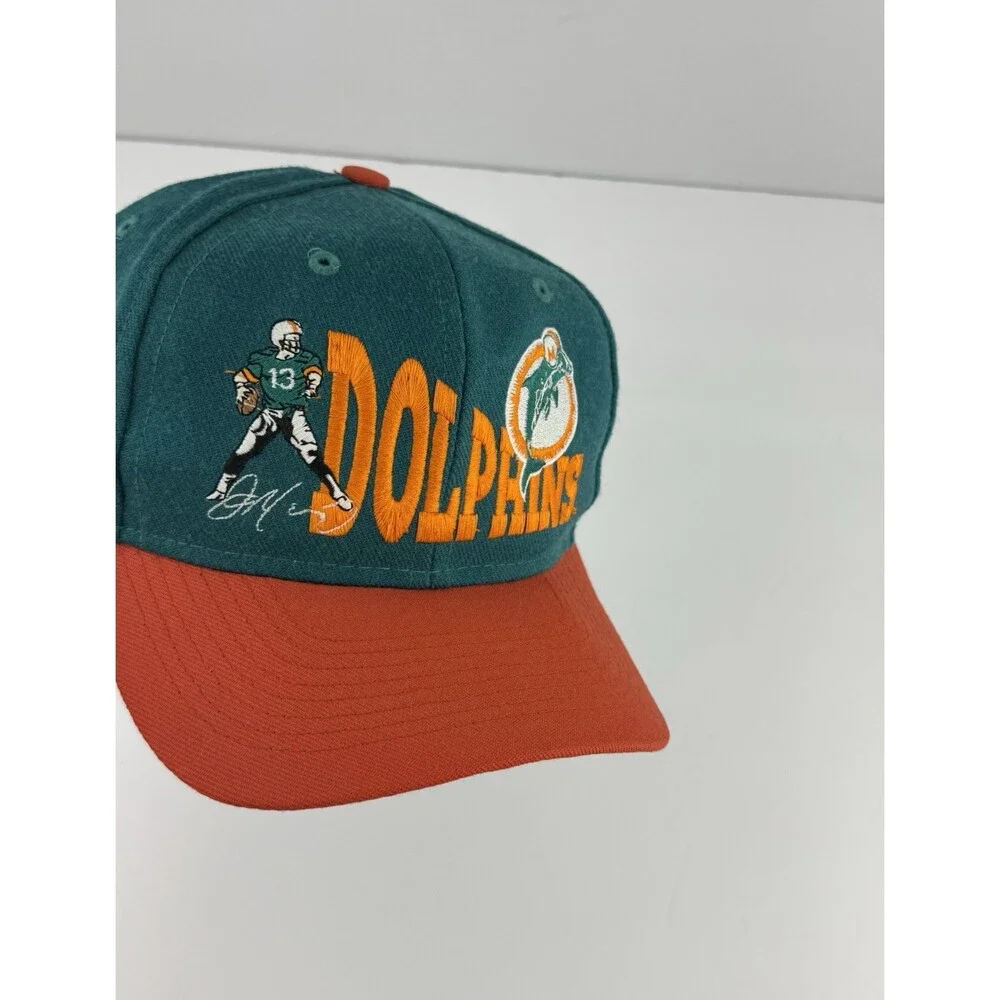 Vintage 90s DAN MARINO Miami Dolphins Snapback Hat Football Teal Team NFL Rare!